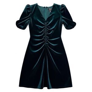 *DKNY green velvet Knee Length party dress short sleeve size 6 Christmas holiday